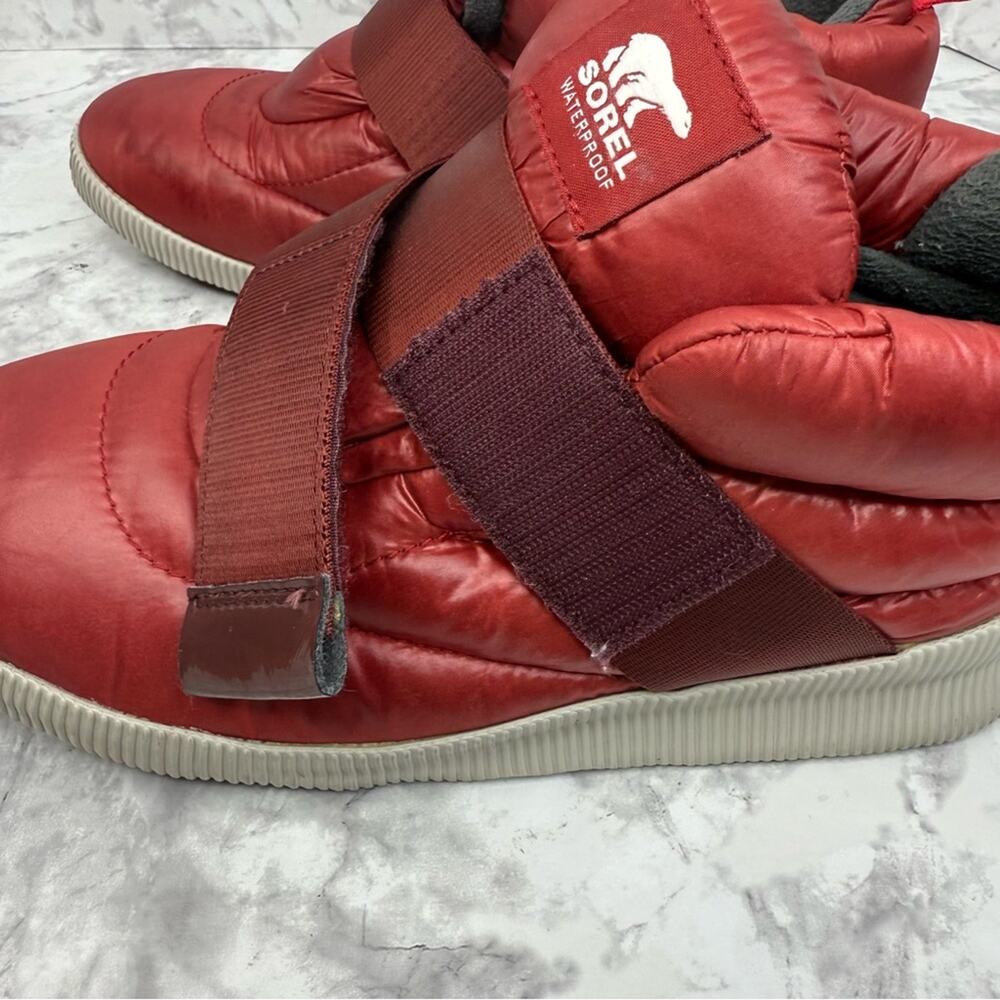 SOREL Out N About Waterproof  Red Dahlia Spring Puffy Tennis Shoe Womens 8 - Picture 12 of 16